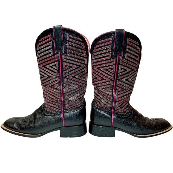 Ariat Outsider 10017368 Black Pink Stitch Western Cowboy Boots Women's 9.5B - Picture 11 of 12